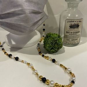 “Imagine” black and gold mask lanyard